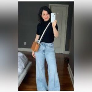 Good American Good Waist Palazzo Jeans 4 Wide Leg Denim NWOT